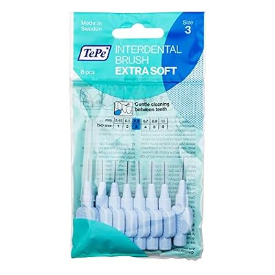 TePe Brossettes interdentaires Extra Soft - Nettoyage en douceur des espaces interdentaires - 1 x 8 brossettes - Diamètre 0,6mm - Bleu