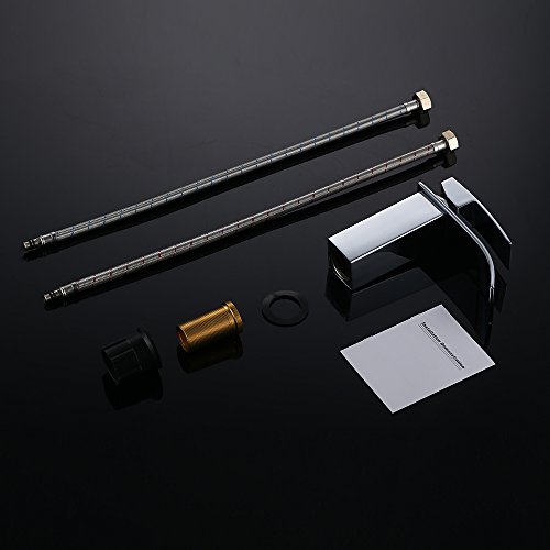 Homelody Chrom Wasserhahn bad Wasserfall Waschtischarmatur Armatur Waschbeckenarmatur Einhebelmischer Waschtischbatterie Badarmatur für Bad - 6