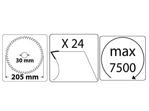 Kreissägeblatt Hartmetall 205 x 30 mm 24 Z + 2 Reduzierringe auf 25,4 und 16 mm - 2