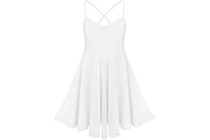 inlzdz Kids Girls Cross Back Camisole Leotard Ballet Tutu Dress Lyrical Modern Contemporary Dance wear Costumes