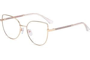 kachawoo Anit Blaue Licht Brillen Große Katzenauge Metall Glitter Rahmen Computerbrille für Dame Junge Eyewears mit Blaue Ray Linse