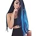 Produktbild Junjie Mode Natürliche Synthetische Perücke Gerade Farbverlauf Blau Lange Haare Party Perücken Für Frauen Blau