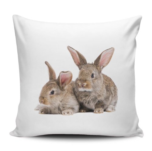 Kissenhülle / Kissenbezug aus Microfaser 40x40cm - Motiv: Kaninchen braun| 011-18