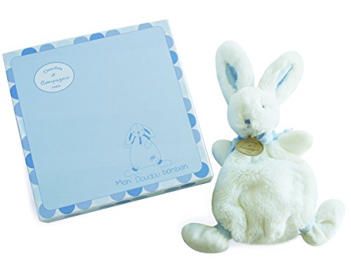Doudou Et Compagnie Bonbon Flat Doudou Rabbit Gift Box (Blue)