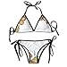 Produktbild Adjustable Bikini Set Halter Ladies Swimming Costume, Frame with Autumnal Nature Symbols On Wooden Background Cartoon Style Foliage,Halter Beach Bathing Swimwear