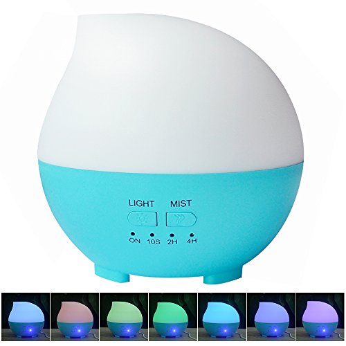 YCTA® 300ml Aroma Diffusor Luftbefeuchter Ultraschall mit 7 farben LED Farbwechsel Duftzerstäuber Humidifier Essential Oil Diffuser Purifier für Babies Kinder Haus Yoga Büro Spa (Blue)