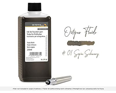 Octopus Encre de stylo-plume en bouteille pratique, encre pour stylo-plume, encre de stylo-plume, encre de calligraphie en Noir Sépia 250ml