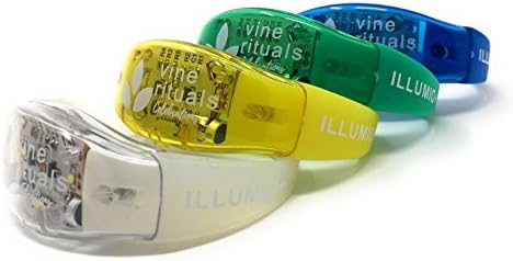 Four Premium Music/Sound Activated Light up LED Bracelets with Enhanced Sensitivity &amp; Reusable : The ILLUMIO+ by VINE RITUALS (4 Assorted Colours)