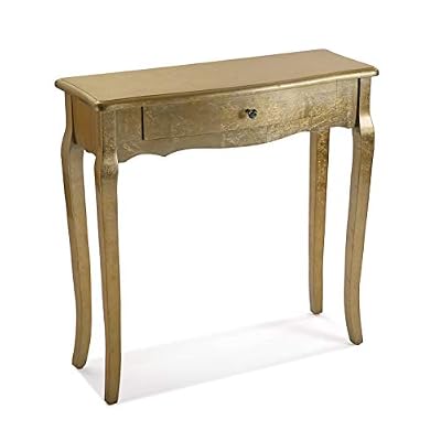 Versa Cagliari Table d'entrée en Bois Doré 80 x 30 x 80 cm