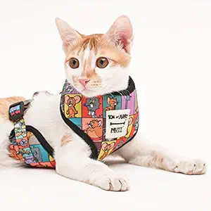 Tom and Jerry X Mutt of Course - Woofy Poses Cat Harness (2XS) | Easy Control Chest Belt for Cats | Washable and Adjustable Cats Harness | for All Kinds of Weather