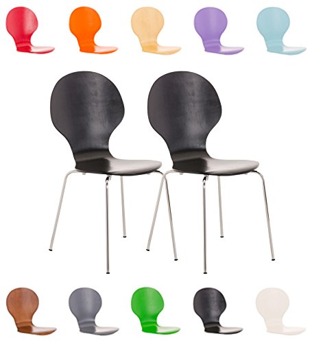 CLP 8er-Set Wartezimmerstuhl 'Pepe' – Ergonomischer Holzstuhl Mit Metallgestell, Farbe Eiche