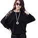 Hee Grand Women Stylish Sexy Loose Batwing Dolman Lace Top T-shirt Chinese L Black