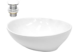 ECD Germany Tvättställ Tvättställ 410x330x142 mm vit keramik inkl. avloppssats för tvättställ utan överströmning Tvättställ på bänkskiva Handfat