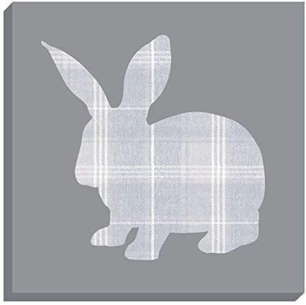 EVANS LICHFIELD STIRLING SILHOUETTES TARTAN RABBIT GREY CANVAS WALL ART PICTURE 40CM