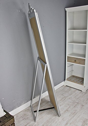 elbmöbel Standspiegel 180cm groß in silber antik mit Patina aus Holz im Landhaus-Stil - 3