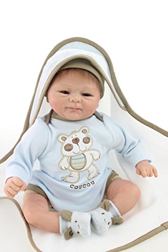 ZIY IUI Silicona Suave Hecha a Mano 18 Pulgadas Reborn Baby Doll Girl Realista Blue Eyes Newborn Girl Toy Doll Que Parece un Regalo de cumpleaños de Vinilo para niños Reales