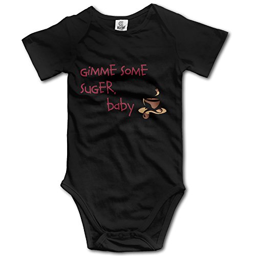 Baby Infant Boy Girl Gimme Me Some Suger Baby One-Piece Short Sleeve Romper / Bodysuit / Onesie Black 6 M