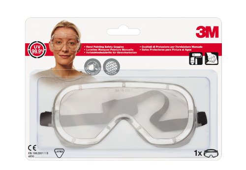 3M 4800C Vollsichtschutzbrille für Farbstreich- und Handschleifarbeiten, Schutz gegen Spritzer, Antibeschlagbeschichtung, klare Polycarbonatscheiben - 3
