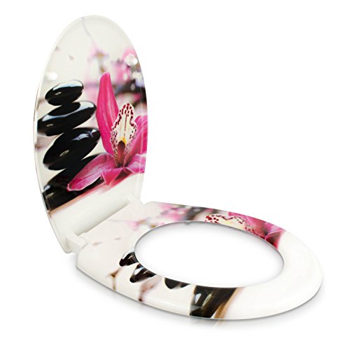 WC Sitz mit Absenkautomatik – „Zen Orchidee“ Design – Toilettendeckel mit Motiv aus Duroplast inkl. Montagesatz – VENKON - 7