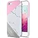Produktbild GrandEver iPhone 5/5S Hülle, iPhone SE Hartschale Marmor Hülle Hardcase Rosa Weiß Grau Stein Malerei Muster Schutzhülle Spleiß Stil Naht Farben Handyhülle Hartcase Hartplastik Design Tasche Schutz Etui Protective Smart Cover Telefonkasten Schlank Dünn Abdeckung Hard Backcover für iPhone 5/5S/SE