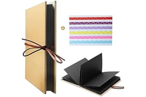 Leeq Fotoalbum, Hardcover, Handwerk Akkordeon, Stil DIY, 36 Seiten Notizblock, Abschlussfeier / Geburtstag / Jahrestag / Hochzeit / Geschenke (Seiten, Schwarz)