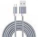 Produktbild ONX3® Grau Premium-Qualität 2 Meter Micro-USB-Kabel Nylon Geflochten Mit High-Speed-Lade-und Datenübertragung fürSamsung Galaxy S3/Galaxy S3 Neo I9300I/Samsung Galaxy S3 Neo I9301I