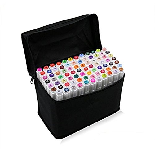 Yosoo 80er Twin Brush Marker Set Schüler Student Textmarker Grafitti Manga Künstler Marker mit Aufbewahrungstasche