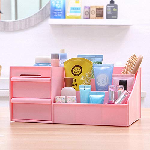 Preisvergleich Produktbild Schminktisch Kunststoff Desktop Kosmetik Aufbewahrungsbox Studententisch kleinen Schlafsaal Finishing Rack Kunststoff Haushalt einfach - pink