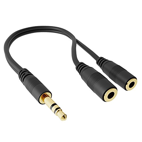 Gold 3.5mm headphone splitter jack male to 2 dual female cable lead audio y-splitter