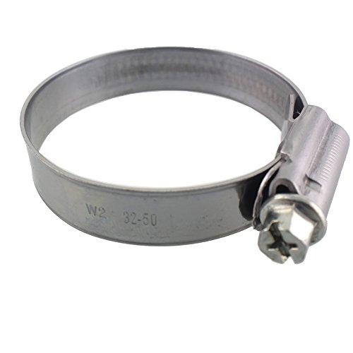 10 Stück EDELSTAHL Schlauchschellen W2, Spannbereich 32 bis 50 mm, Bandbreite 12 mm, DIN 3017, Industriequalität, mit Schneckengewinde, - 2