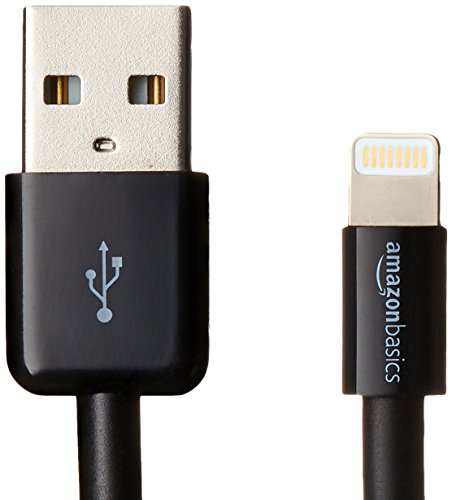 AmazonBasics Câble Lightning vers USB Certifié Apple, Lot de 2, Noir, 1,8 m (pour iPhone 7/6/5S/5C/5, iPad Air/mini/mini 2/iPad 4. Gen. et iPod nano 7.Gen.)
