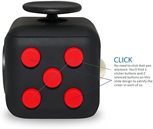 Fidget Cube Toy Anxiety Attention Stress Relief Stocking Stuffer For Childern And Adults Christmas Gift (Black-Red)