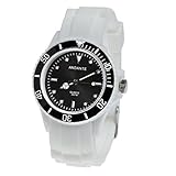 Andante Sportliche Wasserdichte Unisex Armbanduhr Silikon Uhr Quarz 3ATM Weiß Schwarz AS-5004