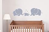 Wandaufkleber 3 süße Elefanten, Eltern und Kind/Familie, mit Herzen, Wandsticker, für Baby, Kinderzimmer, grau, grau, S - 4