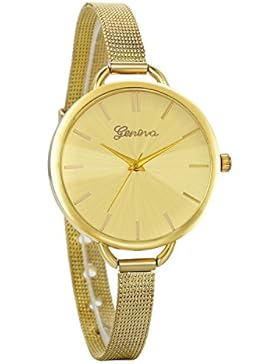 avaner Luxus Frauen Quarz Ultra Dünn Kleid Armbanduhr Edelstahl Mesh Milanaise Band (Gold)