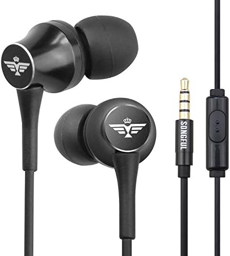 Aiwoxing T3 In-Ear Headphones Earbuds with Mic Controller Case, Sport Running Gym Exercise Sweatproof Music Bose Wired Earphones for IPhone IPad Android Smartphones Mp3 Mp4 Player Tablet Kids (Black)