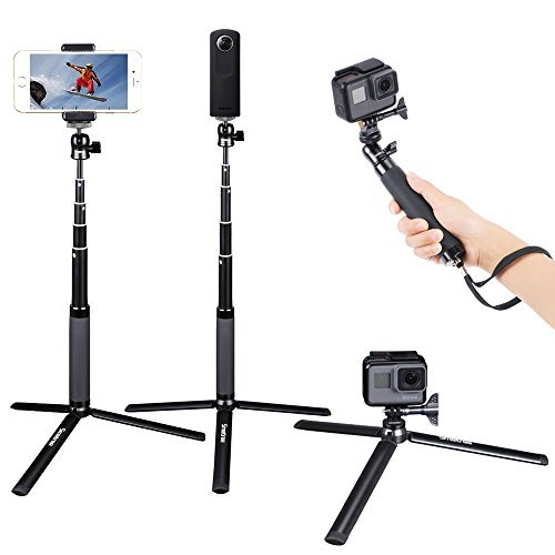 Smatree SQ2 Palo Selfie Extendable Stick / Monopod con Trípode para GoPro Hero 2018, Hero 6/5/4/3+/3/2/1/Fusion/Session/ Ricoh Theta S/V, M15 Cámaras, Cámaras Compactas y Teléfonos Celulares