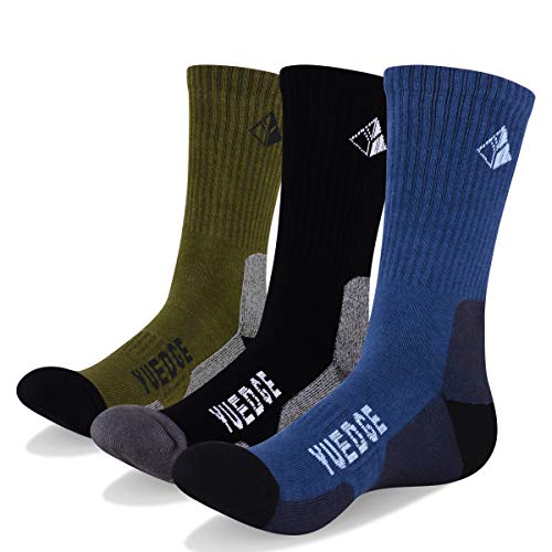 YUEDGE 3 Paires Homme Chaussettes de Randonnée pour Trekking Camping Cyclisme Tennis et d'autres Sports, Respirantes, Haute Performance