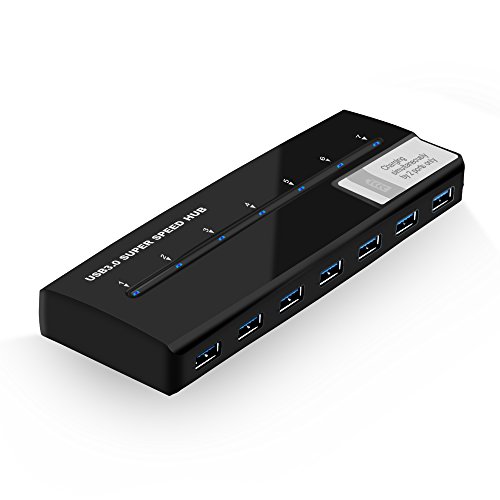V.TOP USB 3.0 7 Port SuperSpeed Hub mit 20W Netzteil (BC 1.2 Schnelllade-Unterstützung für Android, Apple iOS und Windows Geräte) – Valentinstag Geschenk für Mann - 2