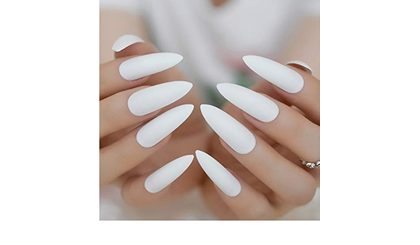 Langman Fake Nails Orange Juice Extra Long Fake Nail Sharp Shiny Full Cover Unique Artificial Nail Neon For Party False Nail Amazon Co Uk Beauty