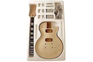 COBAN GUITARS DIY Electric Guitar Kits, LP744BC Style Solid Mahogany body with Flamed Maple Veneer No Soldering Required Black/Chome