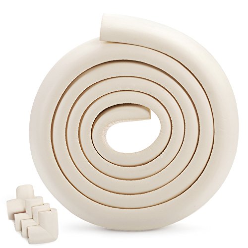Agapo Protectores para bordes y esquinas Mesa Mueble Antigolpes Seguridad para Ninos de 2 metros con 4 protectores de la esquina Beige