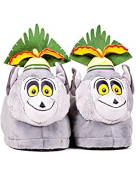 Sleeper'z Hausschuhe King Julien aus Madagascar Film - Rutschfeste Warme Plüsch Tierhausschuhe