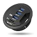 Produktbild samLIKE Hub USB 3.0 Runde Datenhub mit 5 Port Verteiler 3xUSB + TF Port + SD/MMC Port Super Speed Schreibtisch Dockingstation für PC/Netbook/Laptop/Ultrabook und Viele Weitere Geräte (Schwarz)