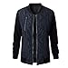 Produktbild Swallowuk Fliegerjacke Damen Casual Bomberjacke Baumwolle Kurzjacke Oberteil Motorrad Jacke Fliegerjacke Steppmantel Mantel Coat Outwear mit Reißverschlüssen (XXL, Blau)