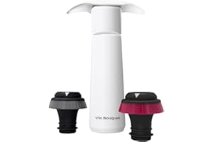 VB VIN BOUQUET FIC 1306 Pompa a Vuoto Manuale Bianca con Indicatore Sonoro, Include 2 Tappi con Indicatore di Data