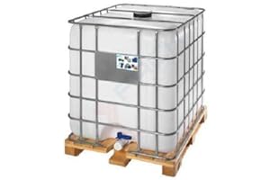 MOBIL PLASTIC Cisterna IBC 1000 Litri in plastica, usata/rigenerata, coperchio 150 mm, valvola di scarico 2", pallet in legno, omologata ADR/ONU, colore neutro