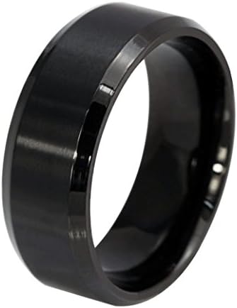 YUUHII ATR Mens Tungsten Carbide Plain Wedding Ring,Matte Finished, 8mm Width Black Size 7-12
