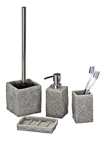 Wenko 20440100 WC-Garnitur Granit – Polyresin, 10 x 39 x 10 cm, granit - 2
