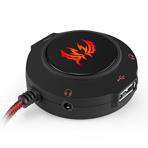 KOTION EACH Soundkarte USB Soundkarte Externer Stereo Sound Adapter für Windows und Mac. Plug & Play Keine Treiber benötigt. (Schwarz Rot) - 4